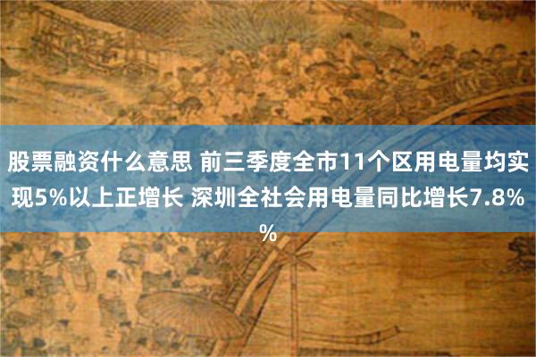 股票融资什么意思 前三季度全市11个区用电量均实现5%以上正增长 深圳全社会用电量同比增长7.8%