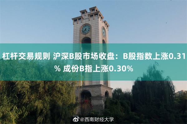 杠杆交易规则 沪深B股市场收盘：B股指数上涨0.31% 成份B指上涨0.30%